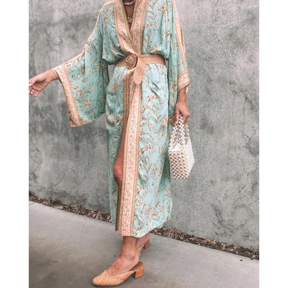 •NOW IN• Gypsy Lime + Thyme Bohemian Wrap Kimono - Picture 5 of 16